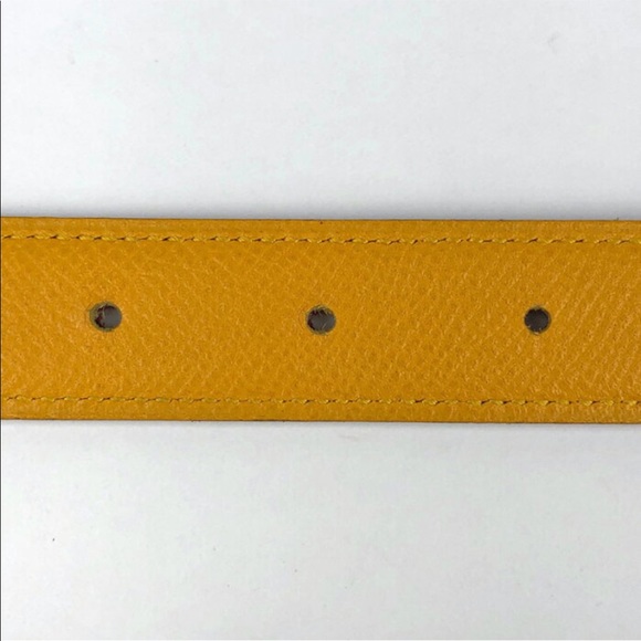 HERMES Narrow H Yellow Red Reversible Leather Belt - Picture 6 of 8